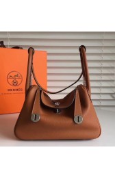 Hot Knockoff Hermes Brown Clemence Lindy 34cm Bag HJ00841