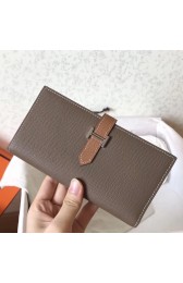 Imitation Fake AAA Hermes Bi-Color Epsom Bearn Wallet Taupe/Brown HJ00638