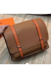 Imitation Hermes Bicolor Steve 35 Messenger Brown Bag HJ00357