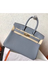 Imitation Hermes Blue Lin Clemence Birkin 25cm Handmade Bag HJ00885