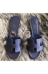 Imitation Hermes Oasis Sandals In Sapphire Epsom Leather HJ00225