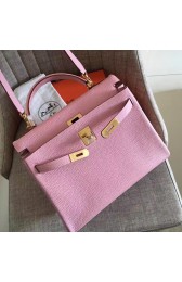 Imitation Hermes Pink Clemence Kelly Retourne 32cm Handmade Bag HJ00554