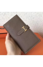 Knockoff Hermes Taupe Clemence Bearn Gusset Wallet HJ00026