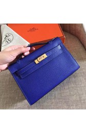 Knockoff High Quality Hermes Electric Blue Epsom Kelly Pochette Handmade Bag Replica HJ01113