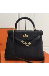 Knockoff Imitation Hermes Black Clemence Kelly 25cm GHW Bag HJ00576