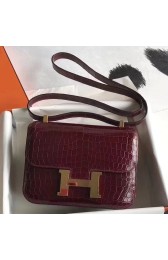 Knockoff Perfect Hermes Constance 24cm Bourgogne Porosus Crocodile HJ01213
