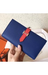 Knockoff Replica Hermes Bi-Color Epsom Bearn Wallet Electric Blue/Piment HJ00552