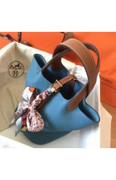 Luxury Hermes Bicolor Picotin Lock MM 22cm Blue Jean Bag HJ00137