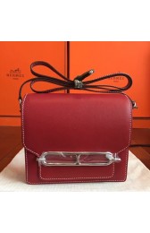 Luxury Hermes Mini Sac Roulis Bag In Red Swift Leather HJ01068