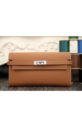 Luxury Replica Hermes Kelly Longue Wallet In Brown Epsom Leather HJ00824