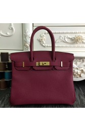 Replica 1:1 Replica Hermes Birkin 30cm 35cm Bag In Bordeaux Clemence Leather HJ01203