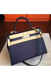 Replica AAA Knockoff Hermes Sapphire Epsom Kelly 32cm Sellier Handmade Bag HJ00513