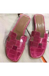 Replica Best Quality Top Quality Hermes Rose Red Crocodile Oran Sandals HJ01004