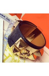 Replica Cheap Replica Hermes Dark Blue Alligator Collier De Chien Bracelet Size S HJ00447