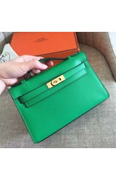 Replica Hermes Bamboo Epsom Kelly Pochette Handmade Bag HJ01124