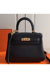Replica Hermes Black Clemence Kelly 20cm GHW Bag HJ01191