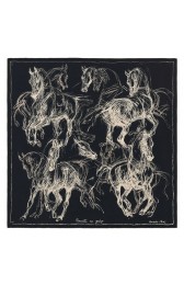 Replica Hermes Black Pirouette Au Galop Shawl HJ01329