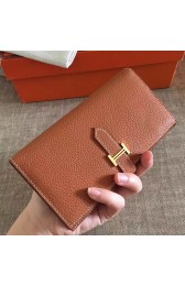 Replica Hermes Brown Clemence Bearn Gusset Wallet Replica HJ00033