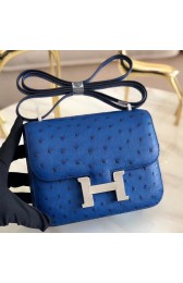 Replica Hermes Mini Constance 18cm Blue Electric Ostrich Leather HJ00318