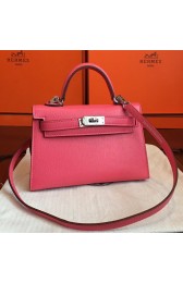Replica Hermes Rose Lipstick Chevre Kelly Mini II 20cm Handmade Bag Replica HJ01063