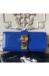 Replica High End Hermes Medor Clutch Bag In Blue Crocodile Leather HJ00213
