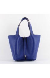 Replica Hot Faux Hermes Picotin Lock Bag In Electric Blue Leather HJ00597