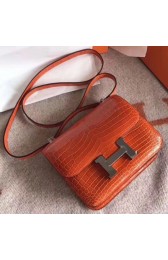 Replica Hot Hermes Constance 24cm Orange Porosus Crocodile HJ00352