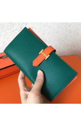 Replica Replica Hermes Bi-Color Epsom Bearn Wallet Malachite/Orange HJ01202