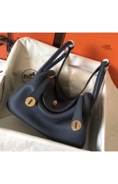 Top Quality Hermes Dark Blue Lindy 30cm Clemence Handmade Bag HJ00190