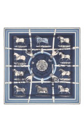 Top Replica Hermes Blue H Imprimeur Fou Couvertures D'Ex-Libris Shawl 140cm HJ00420