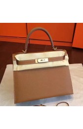 Wholesale Hermes Brown Epsom Kelly Sellier 28cm Handmade Bag HJ00866