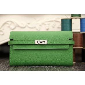 1:1 Hermes Kelly Longue Wallet In Bamboo Epsom Leather HJ01233