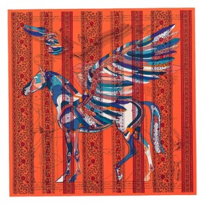 AAA 1:1 Hermes Orange Le Pegase D'Hermes Au Bloc Shawl Replica HJ01138