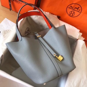 AAA 1:1 Knockoff 1:1 Hermes Bicolor Picotin Lock PM 18cm Blue Lin Bag HJ00676
