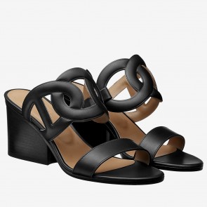 AAA Imitation Hermes Black Peace Sandals HJ00254