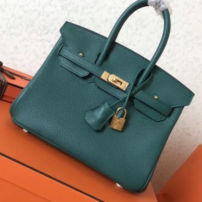 AAA Replica Hot Replica Hermes Malachite Clemence Birkin 25cm Handmade Bag HJ01235