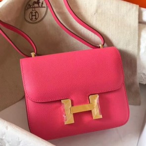 AAAAA Imitation Replica Hermes Mini Constance 18cm Rose Lipstick Epsom Bag HJ01171