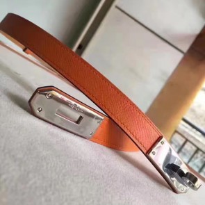 Best Cheap Hermes Orange Epsom Kelly Belt With Palladium Hardware HJ00721