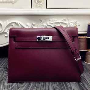 Best Fake Hermes Kelly Danse Bag In Bordeaux Swift Leather HJ01267