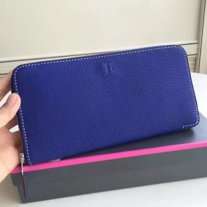 Best Imitation Hermes Blue Electric Clemence Azap Zipped Wallet HJ00484