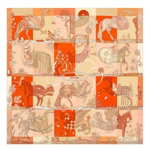 Cheap Replica 1:1 Hermes Beige Della Cavalleria Favolosa Silk Twill Scarf HJ00039