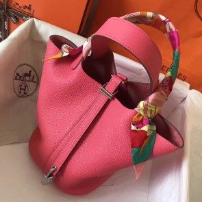 Copy AAA Hermes Rose Lipstick Picotin Lock MM 22cm Handmade Bag HJ00158