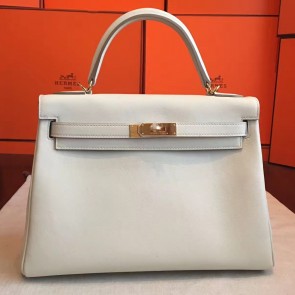 Copy AAA Replica Hermes Ivory Swift Kelly Retourne 32cm Handmade Bag HJ01146