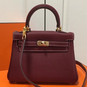 Copy Designer AAA Replica Hermes Bordeaux Clemence Kelly 20cm GHW Bag HJ00106