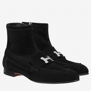 Fake Cheap Replica Hermes Black Saint Honore Ankle Boots HJ00847