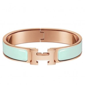 Fake Hermes Aqua Enamel Clic H PM Bracelet Replica HJ00437