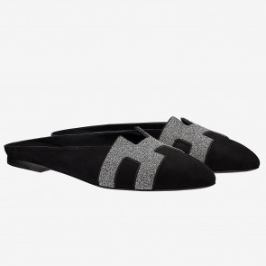 Hermes Black Crystal Roxane Mule HJ00227