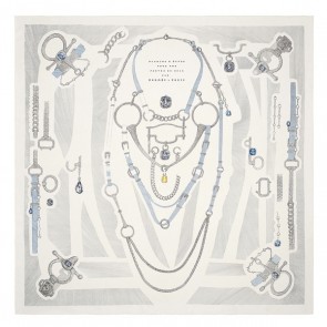 Hermes Blanc Etude Pour Une Parure De Gala Scarf HJ01247