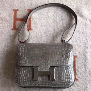 Hermes Constance 24cm Grey Porosus Crocodile HJ00257