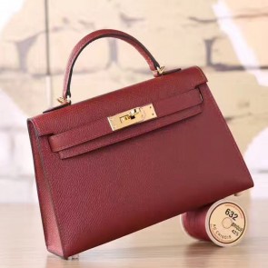 Hermes Ruby Epsom Kelly Mini II 20cm Handmade Bag Replica HJ00735